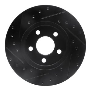 Chrysler Sebring Brake Rotor (1) - Front Right - R1 Concepts - Drilled & Slotted - Black - `95-`00